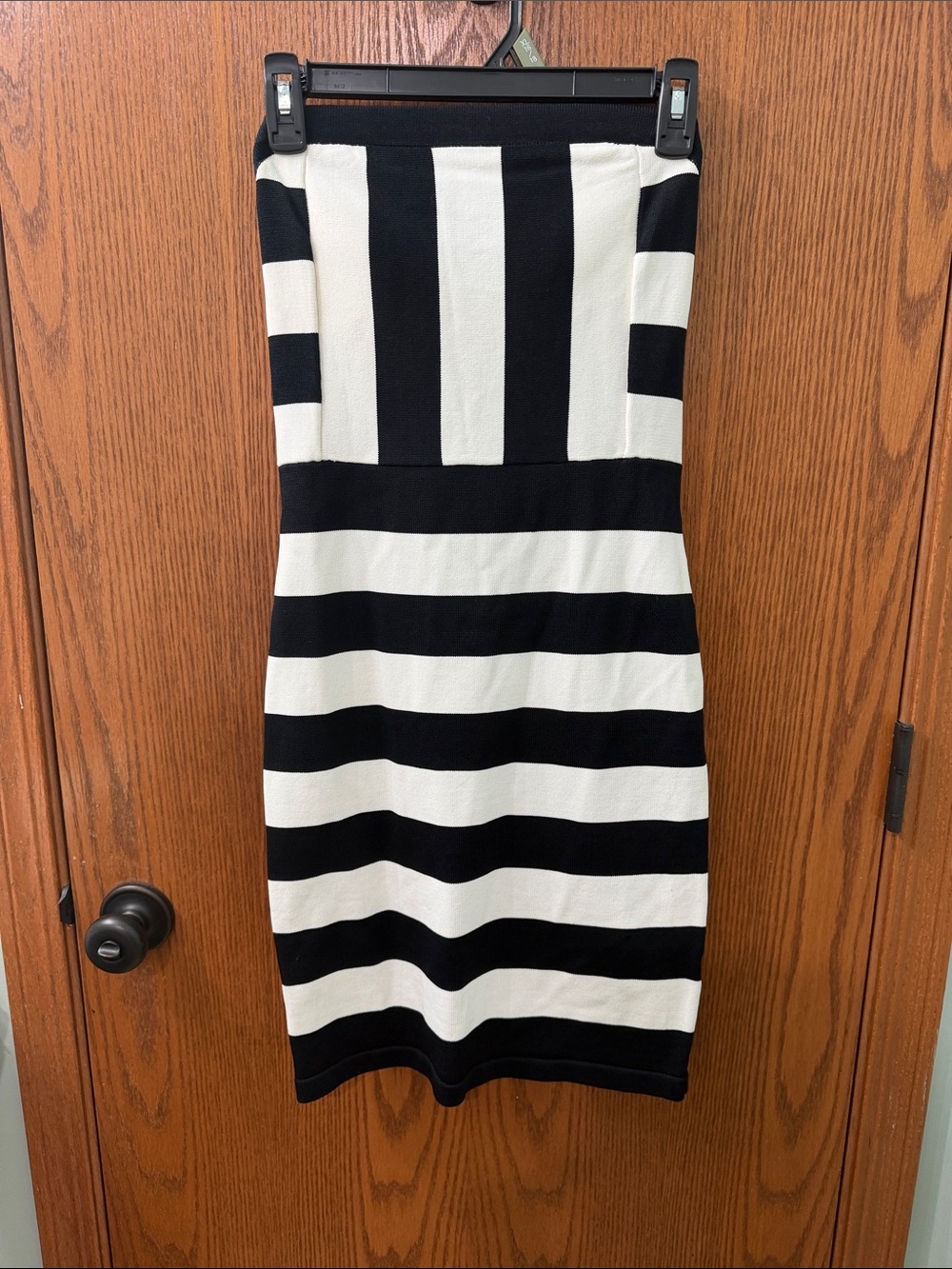 XOXO Black and White Striped Pencil Skirt